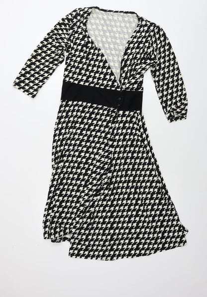 George  Womens Black Geometric  A-Line  Size 10