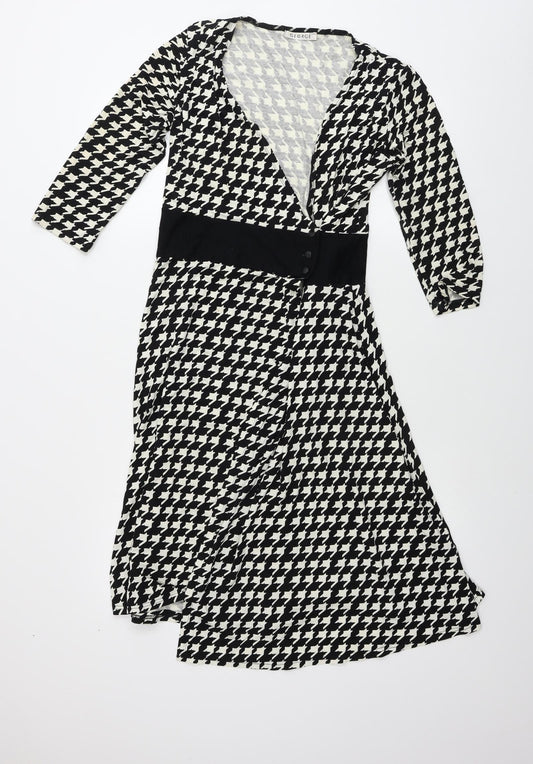 George  Womens Black Geometric  A-Line  Size 10