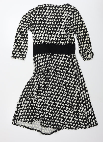 George  Womens Black Geometric  A-Line  Size 10