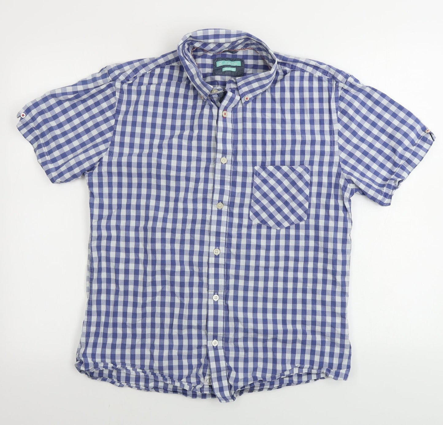 Avenue  Mens Blue Check   Button-Up Size M