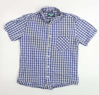 Avenue  Mens Blue Check   Button-Up Size M
