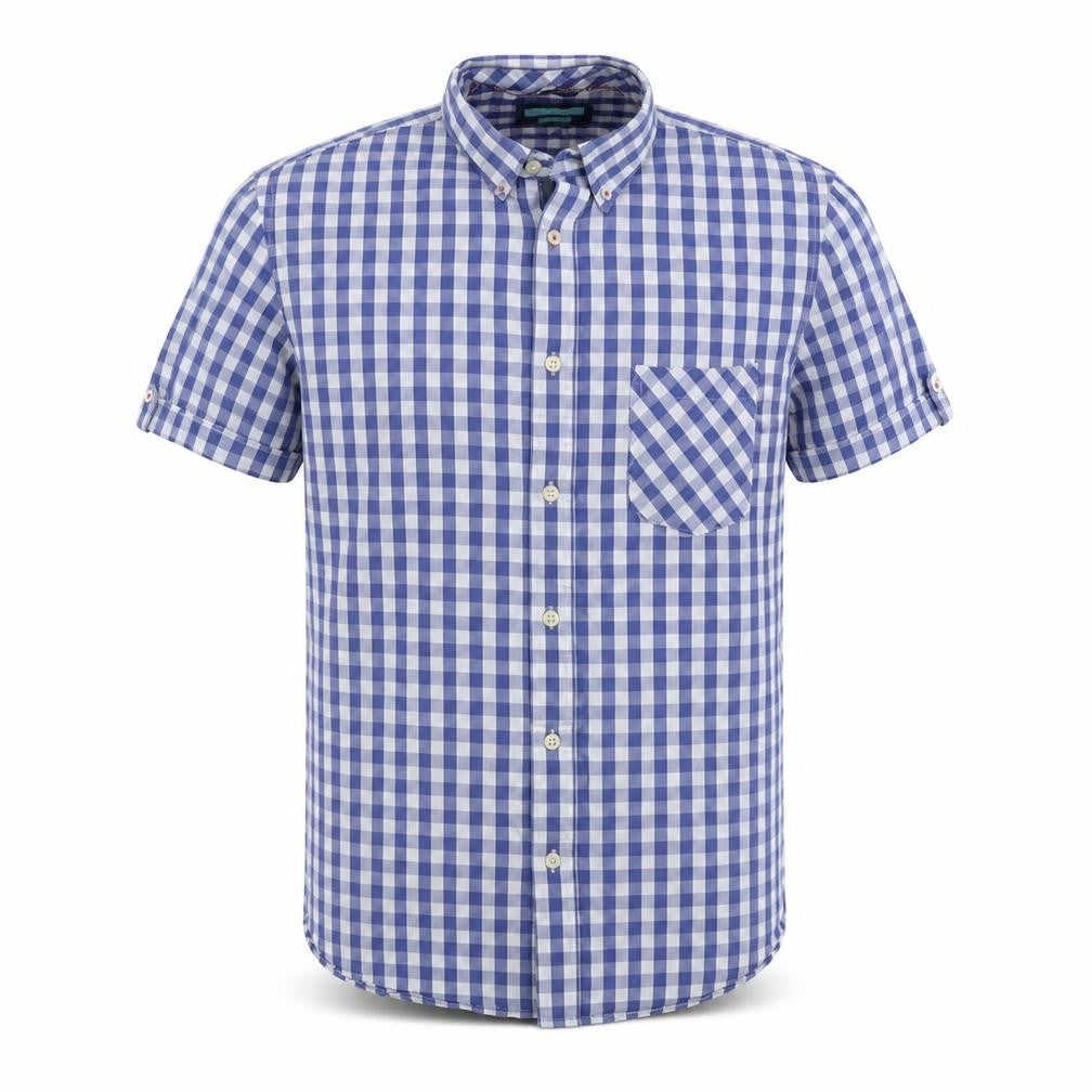 Mens UK Size M Avenue Blue  Button-Up Short Sleeve Casual Shirt