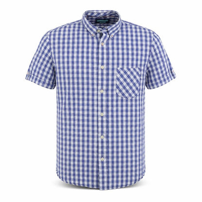 Mens UK Size M Avenue Blue  Button-Up Short Sleeve Casual Shirt