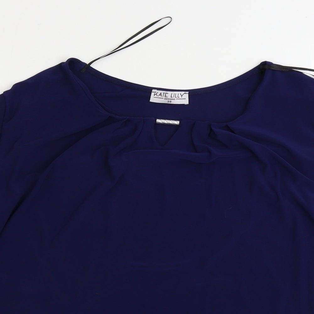 Womens UK Size 20 Kate Lilly Blue Basic T-Shirt