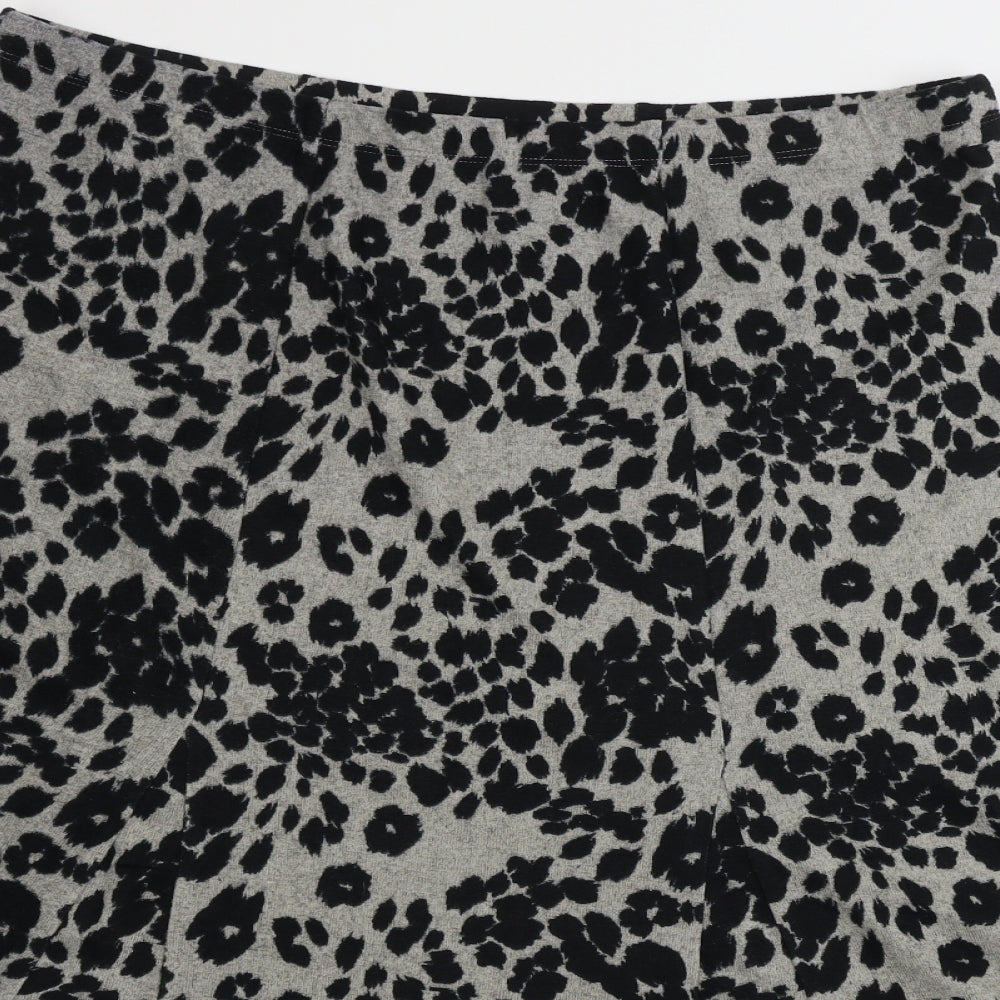 Nutmeg  Womens Grey Animal Print  A-Line Skirt Size 18