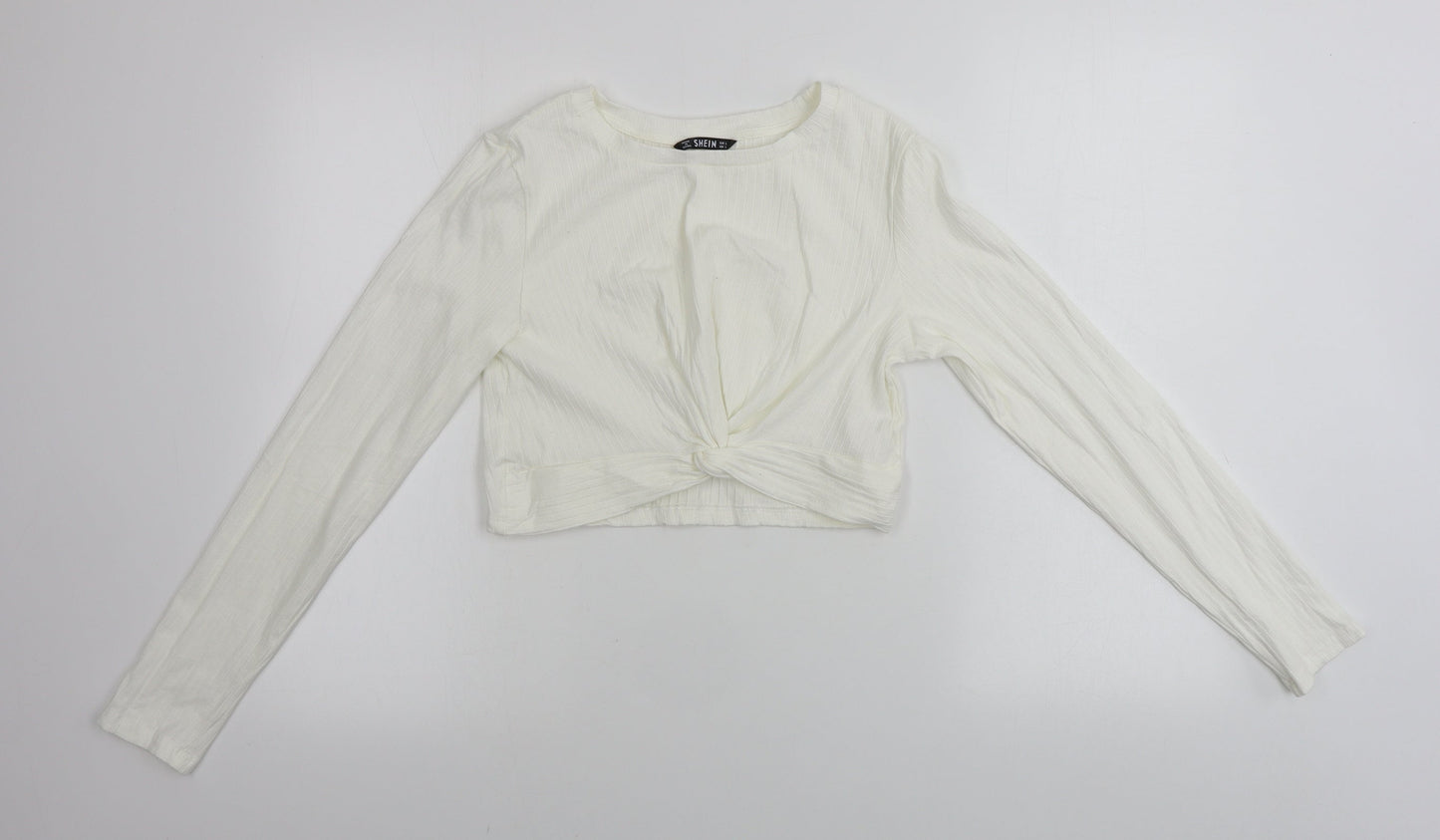 SheIn  Womens Ivory   Cropped T-Shirt Size L