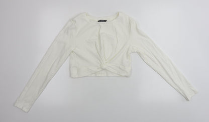 SheIn  Womens Ivory   Cropped T-Shirt Size L