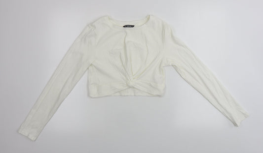 SheIn  Womens Ivory   Cropped T-Shirt Size L