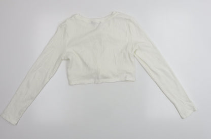 SheIn  Womens Ivory   Cropped T-Shirt Size L