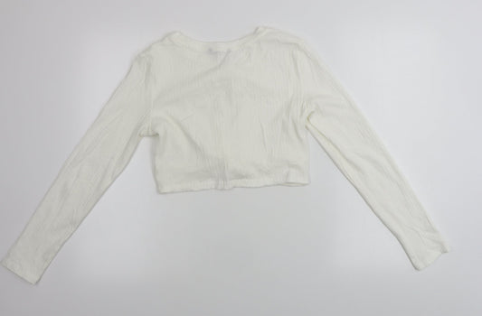 SheIn  Womens Ivory   Cropped T-Shirt Size L