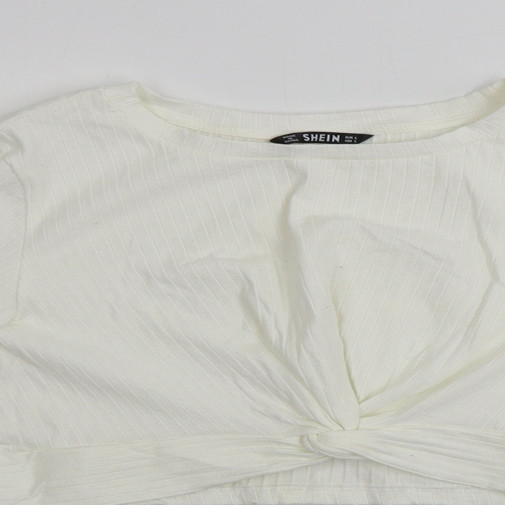 SheIn  Womens Ivory   Cropped T-Shirt Size L