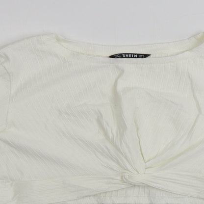SheIn  Womens Ivory   Cropped T-Shirt Size L