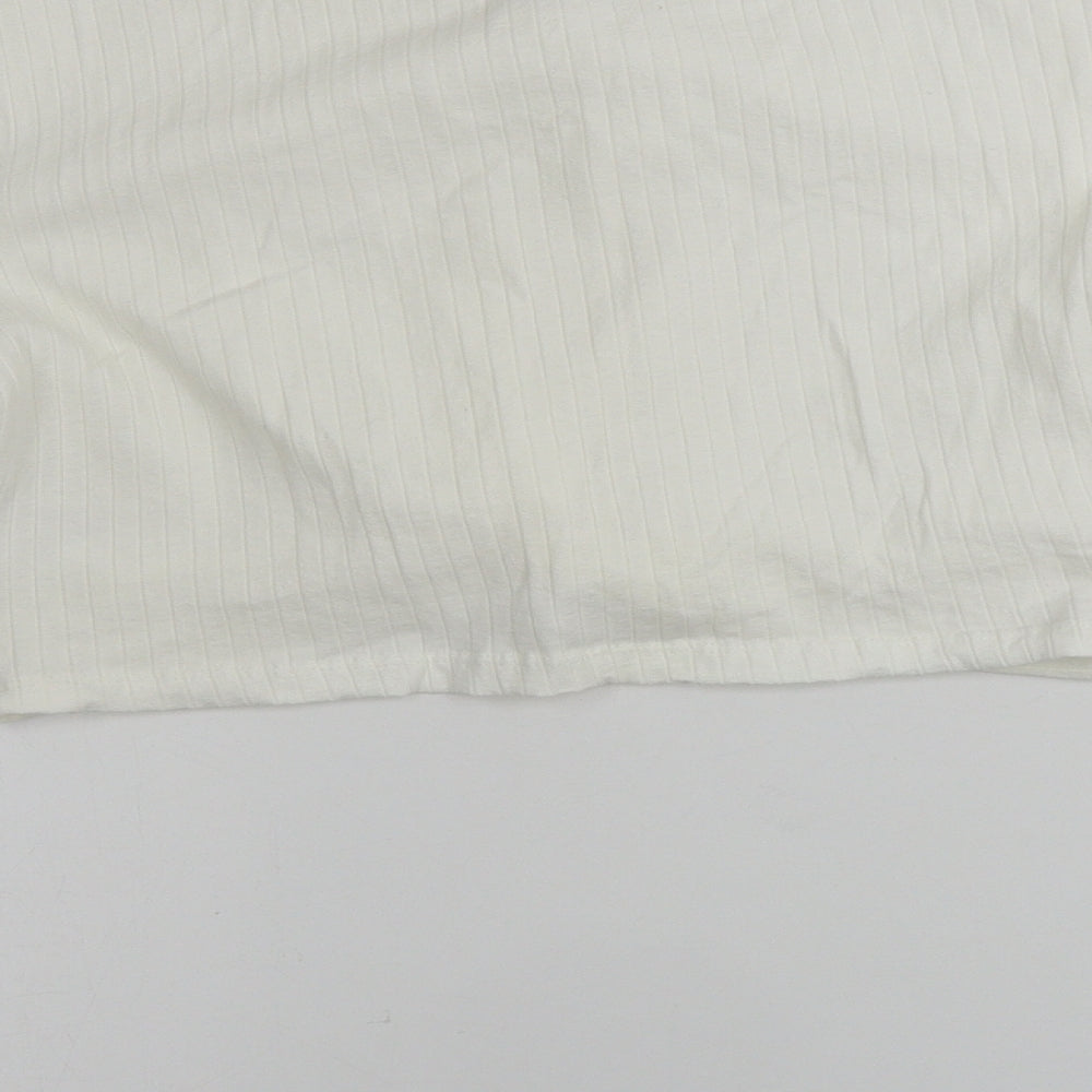 SheIn  Womens Ivory   Cropped T-Shirt Size L