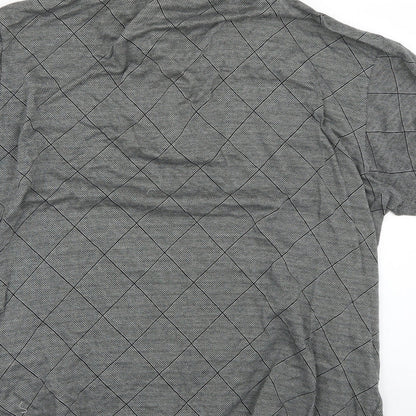 Cotton Traders Mens Grey Argyle/Diamond   Polo Size M