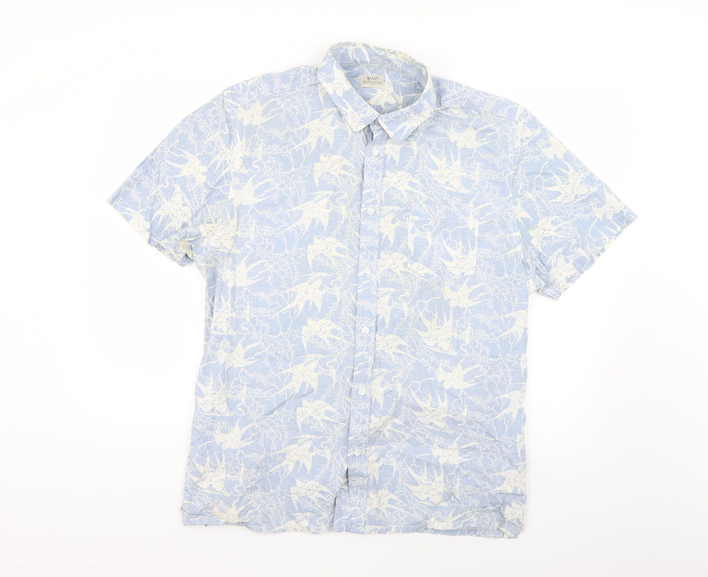 ACW85 Mens Blue Geometric   Button-Up Size L