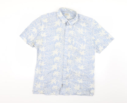 ACW85 Mens Blue Geometric   Button-Up Size L