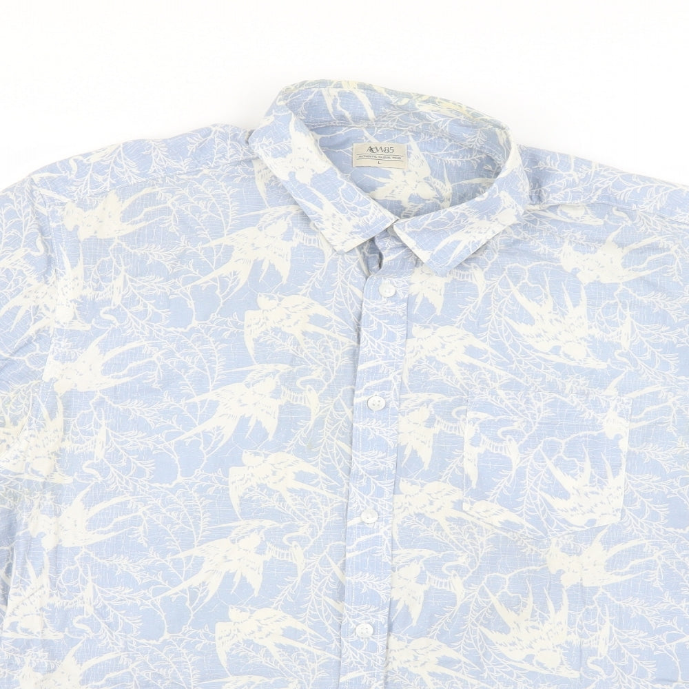 ACW85 Mens Blue Geometric   Button-Up Size L
