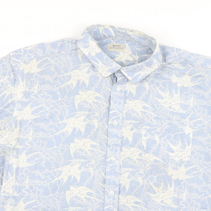 ACW85 Mens Blue Geometric   Button-Up Size L