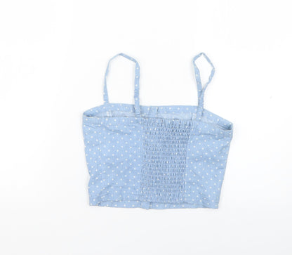 New Look Girls Blue Polka Dot  Basic Blouse Size 11 Years