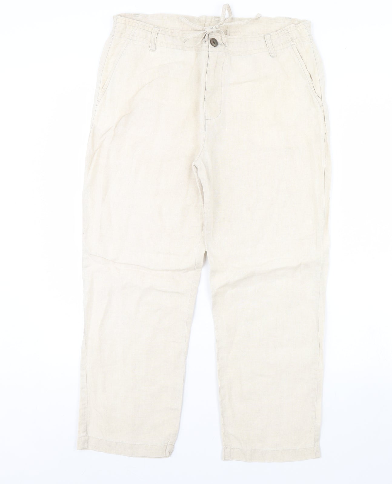 Womens UK Size M Preworn Regular Fit  Beige Trousers