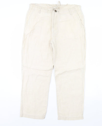 Womens UK Size M Preworn Regular Fit  Beige Trousers