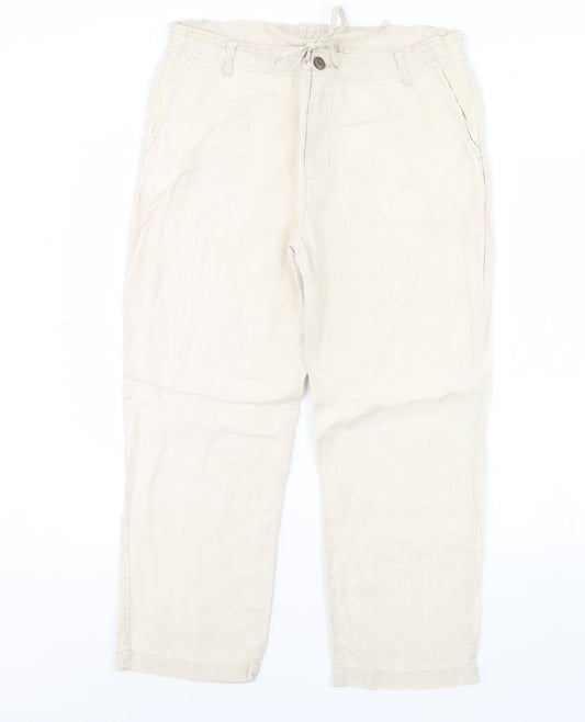 Womens UK Size M Preworn Regular Fit  Beige Trousers