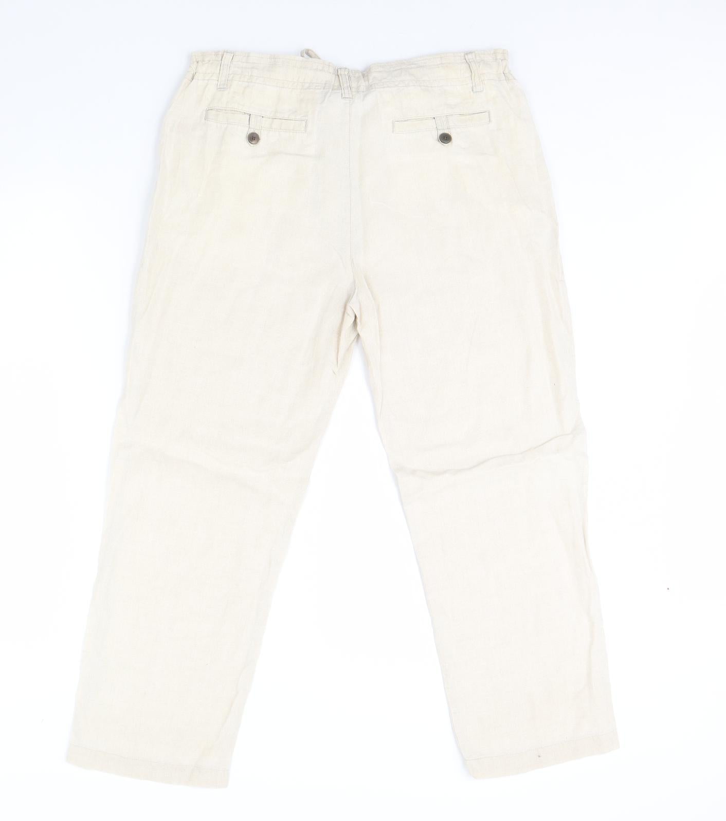 Womens UK Size M Preworn Regular Fit  Beige Trousers