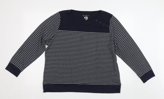 Bonmarché Womens Blue Striped  Pullover Sweatshirt Size L