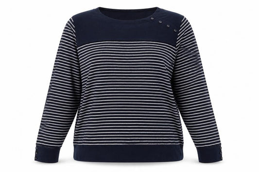 Bonmarché Womens Blue Striped  Pullover Sweatshirt Size L