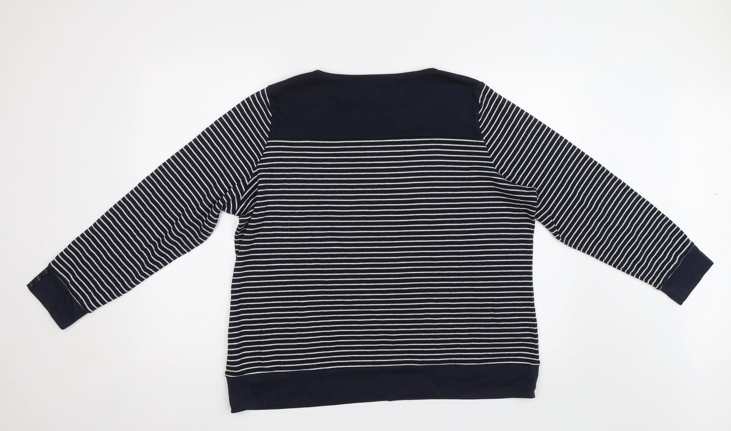 BM Womens Blue Striped  Pullover Sweatshirt Size L