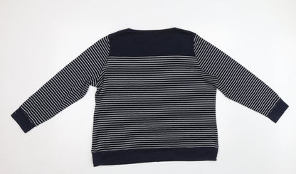 BM Womens Blue Striped  Pullover Sweatshirt Size L