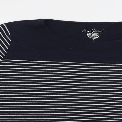 BM Womens Blue Striped  Pullover Sweatshirt Size L