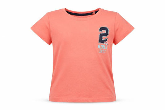 Front view of Pepperts! girls’ orange basic t-shirt, size 9-10, years