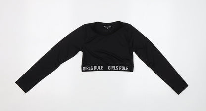 Peacocs Girls Black   Cropped T-Shirt Size 9-10 Years