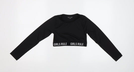 Peacocs Girls Black   Cropped T-Shirt Size 9-10 Years