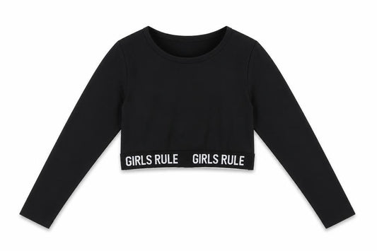Front view of Peacocks girls’ black cropped t-shirt, size 9-10, years