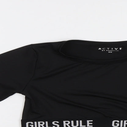 Peacocs Girls Black   Cropped T-Shirt Size 9-10 Years