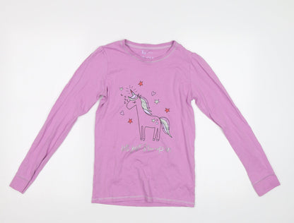 TU Girls Purple   Basic Polo Size 12 Years  - Unicorn