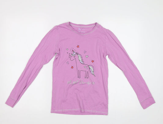 TU Girls Purple   Basic Polo Size 12 Years  - Unicorn