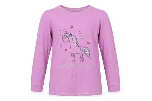 Front view of Tu girls’ purple basic polo, size 12, years - unicorn