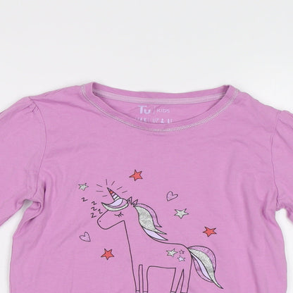 TU Girls Purple   Basic Polo Size 12 Years  - Unicorn