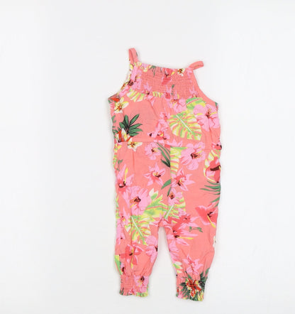Primark Baby Pink Floral  Dungaree One-Piece Size 0-3 Months