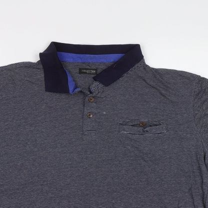 Debenhams Mens Blue Striped   Polo Size L