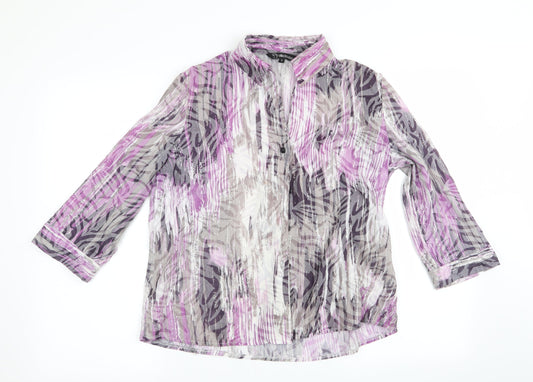 Ellie Louise Womens Purple Animal Print  Basic Blouse Size 12