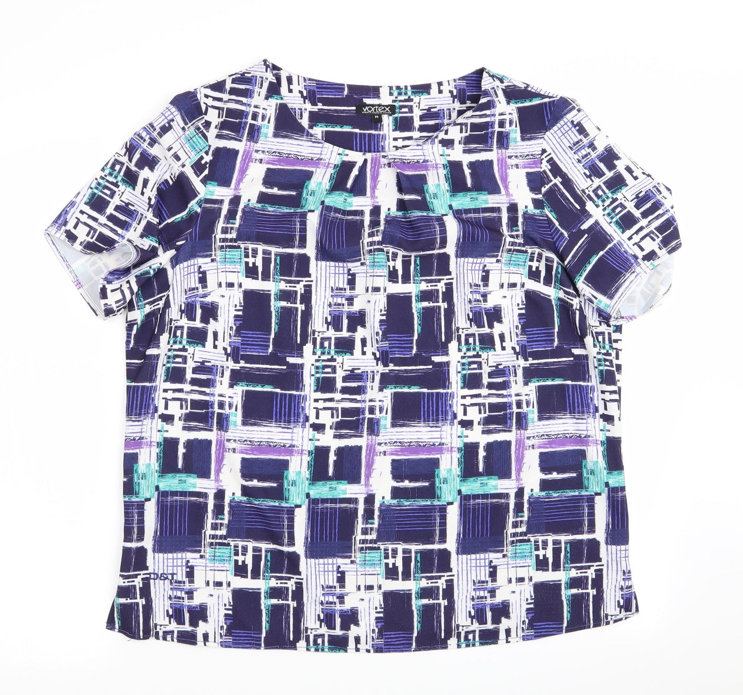 Womens UK Size 14 Vortex Blue Basic Blouse
