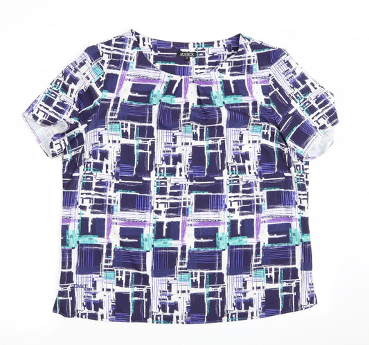 Womens UK Size 14 Vortex Blue Basic Blouse