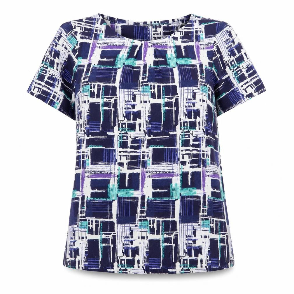 Womens UK Size 14 Vortex Blue Basic Blouse