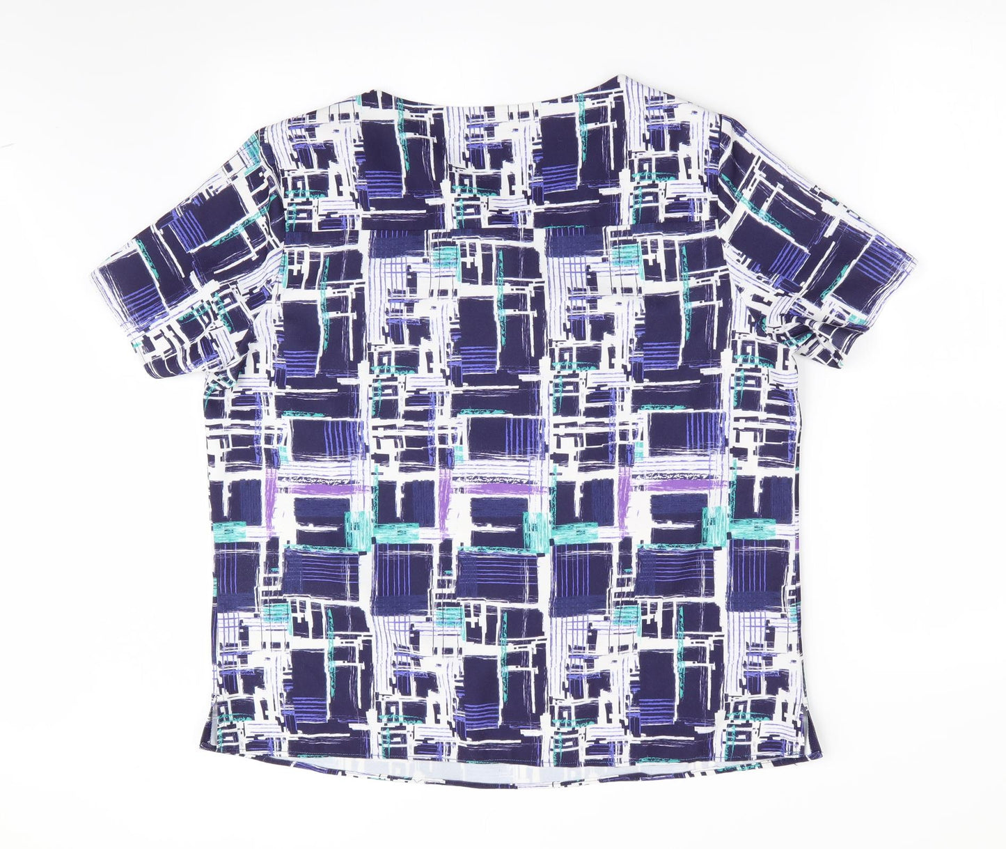 Womens UK Size 14 Vortex Blue Basic Blouse