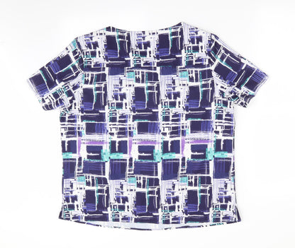 Womens UK Size 14 Vortex Blue Basic Blouse