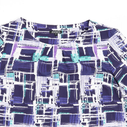 Womens UK Size 14 Vortex Blue Basic Blouse